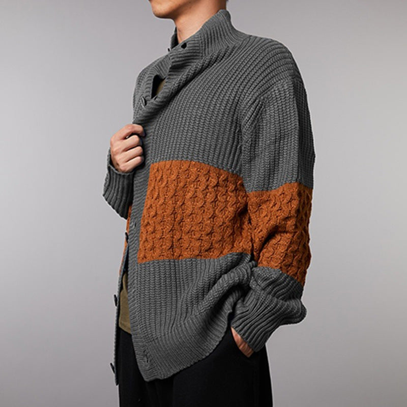 Men’s Cardigan | Gilet Homme Moderne à Col Montant et Design Texturé
