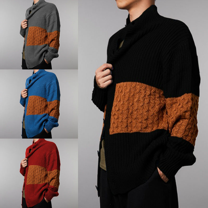 Men’s Cardigan | Gilet Homme Moderne à Col Montant et Design Texturé