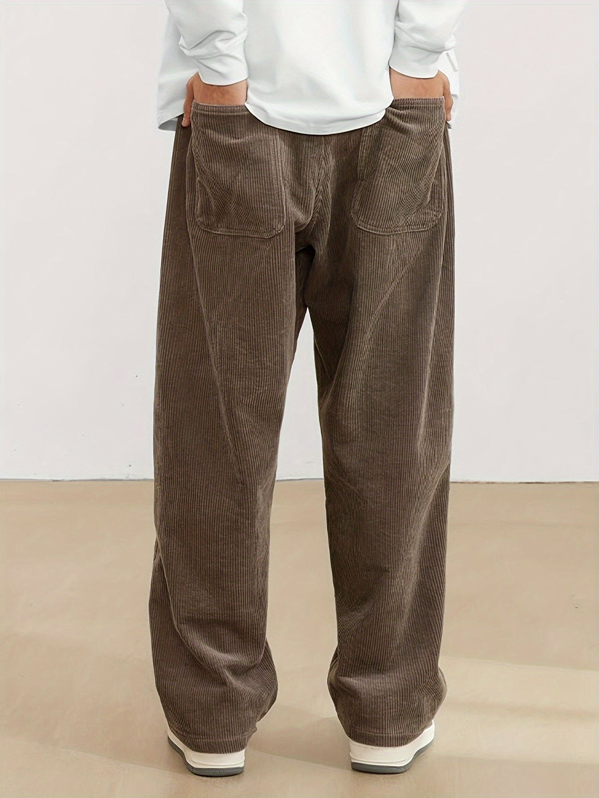 Pantalon Homme Côtelé à Coupe Large