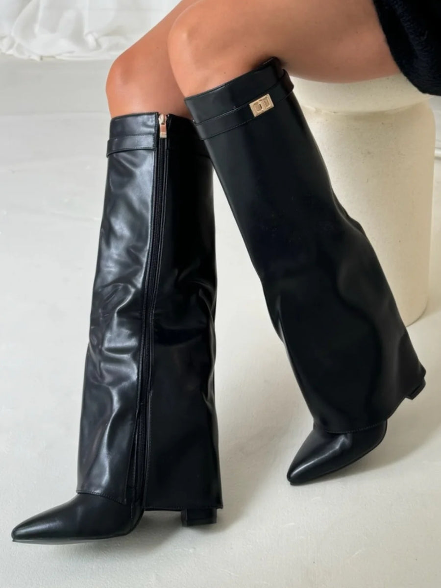Bottes Hautes Femme | Large Ouverture et Talon Bloc Élégant