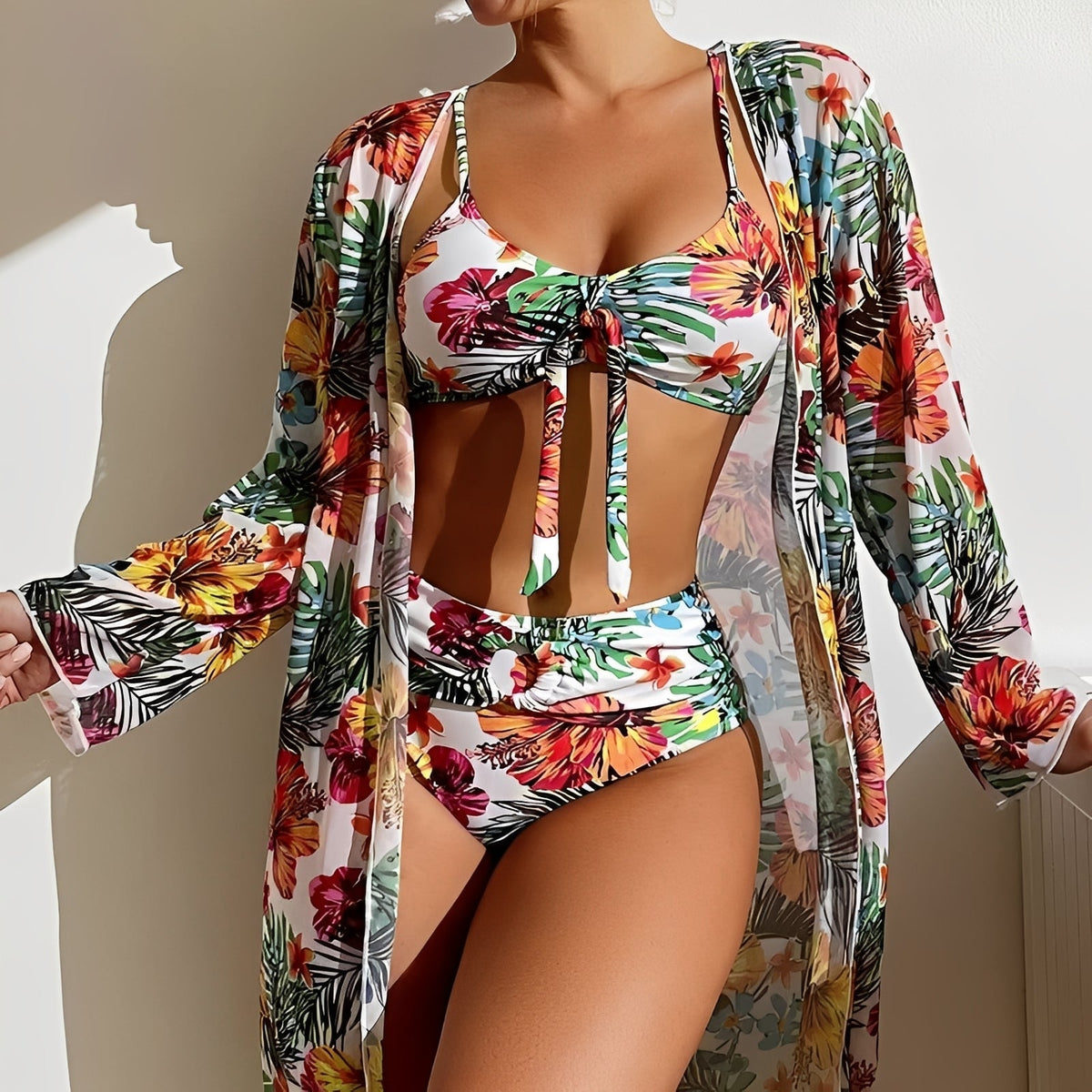 Ensemble Maillot de Bain Femme Élégant avec Paréo et Coupe Flatteuse