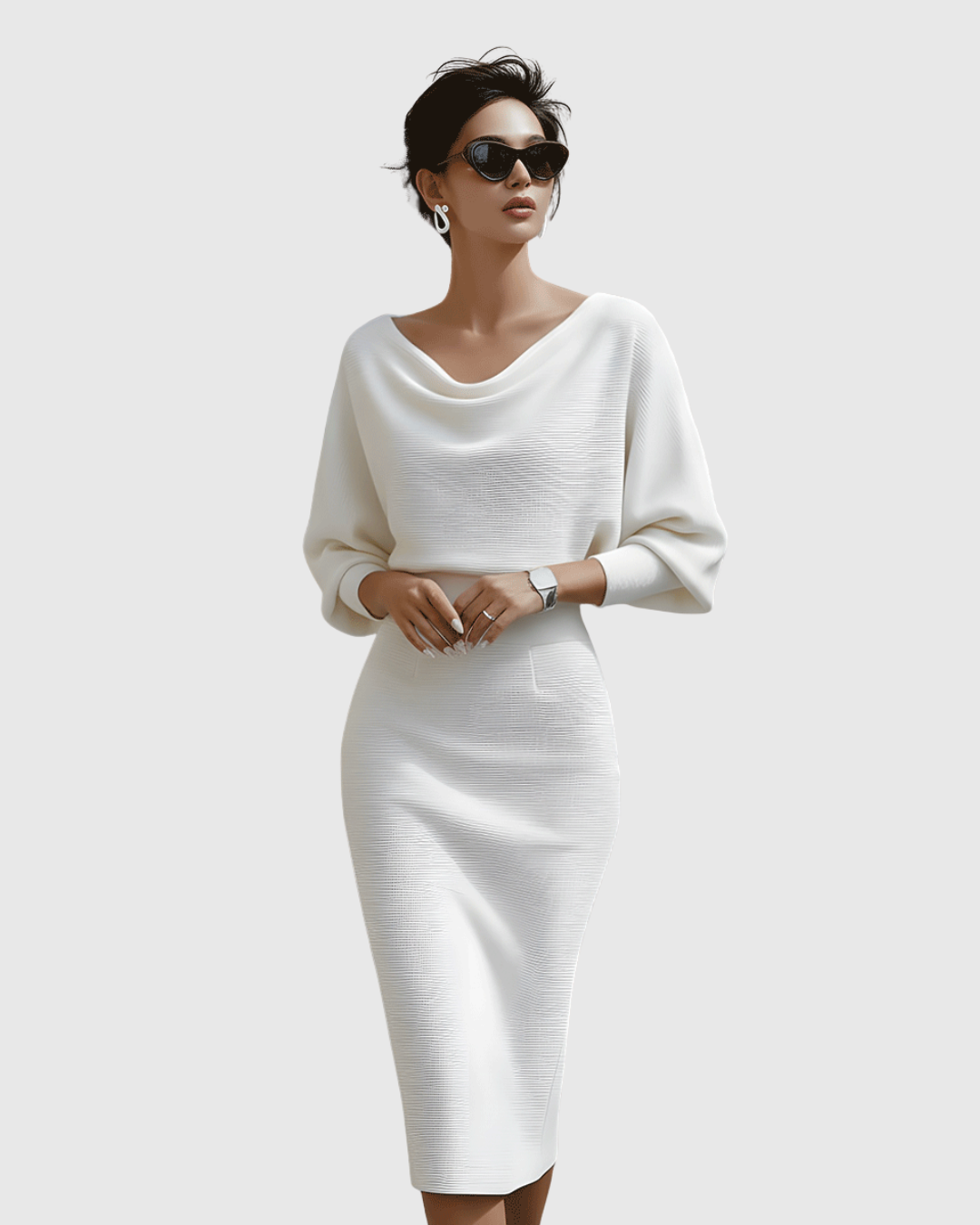 Robe Midi Drapée Femme Élégante – Silhouette Fluide et Style Raffiné