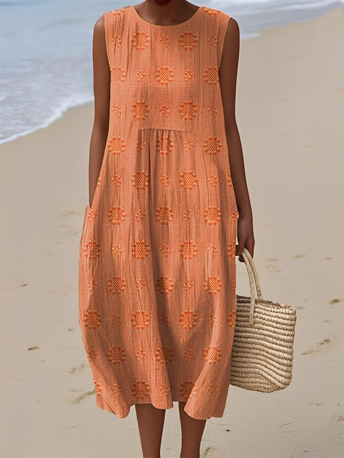 Robe Femme Sans Manches – Motif Moderne et Confort Léger