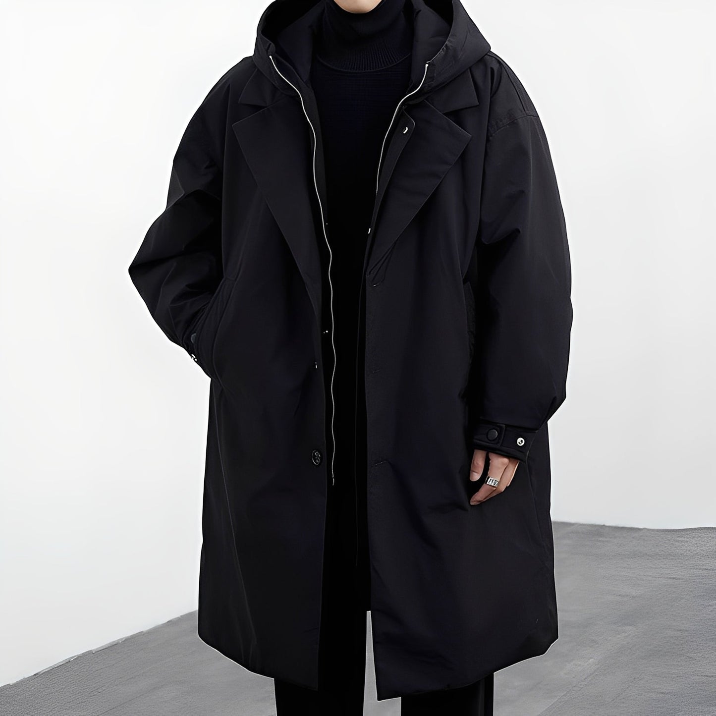 Trench-coat long polyvalent pour homme avec capuche – Élégant, Confortable & Adapté à Tous les Styles