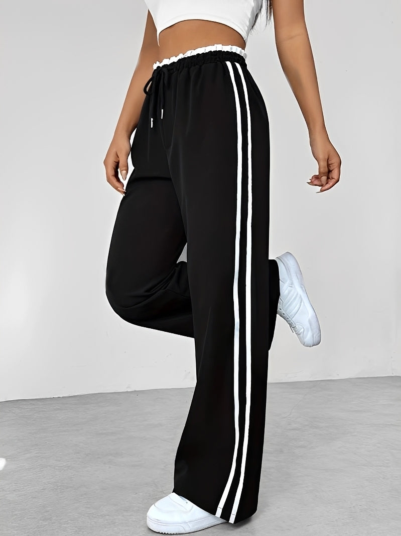 Pantalon Femme Coupe Droite Décontractée – Style Streetwear Moderne