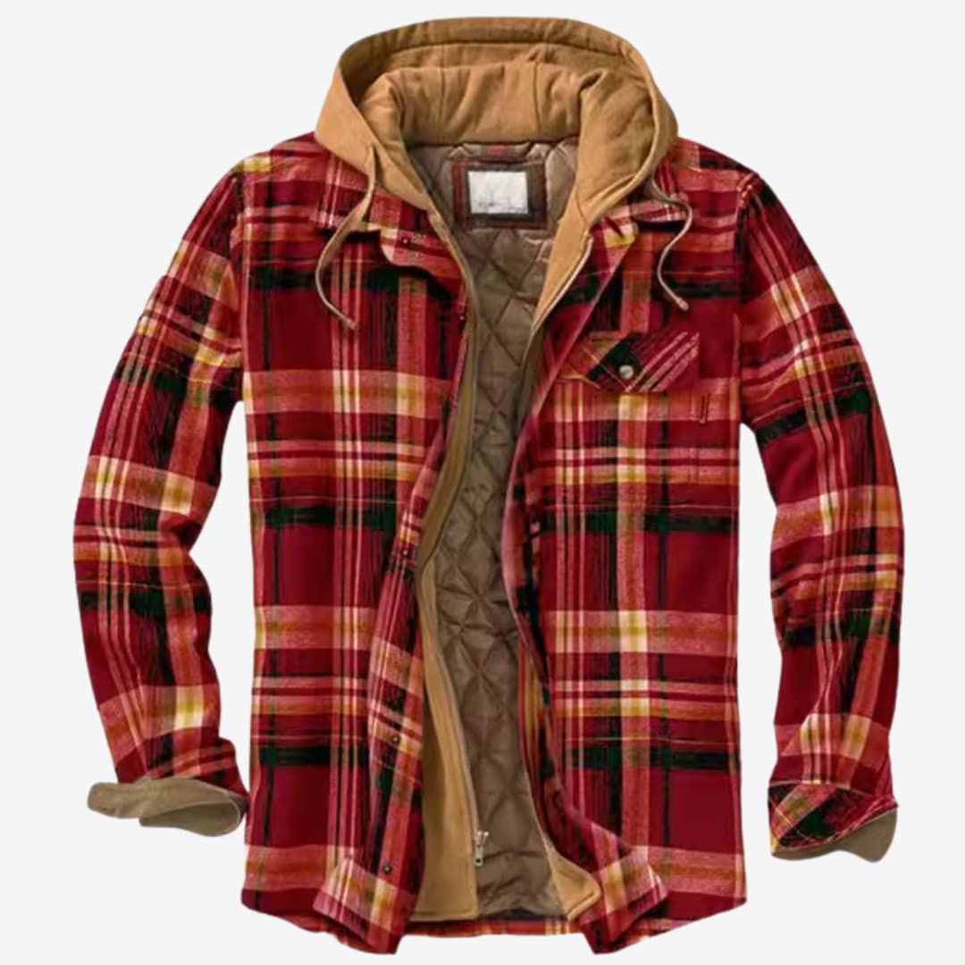 Veste Flanelle Homme avec Capuche et Doublure Polaire