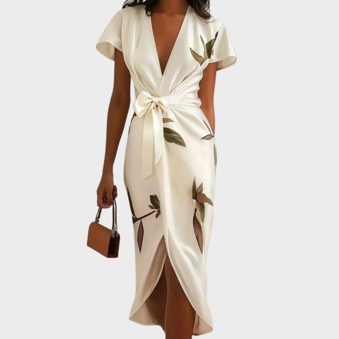 Robe Femme Cache-Cœur Élégante à Coupe Fluide et Taille Ajustable