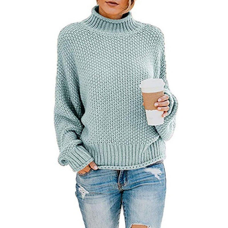 Pull Col Roulé Femme en Maille Épaisse pour Hiver