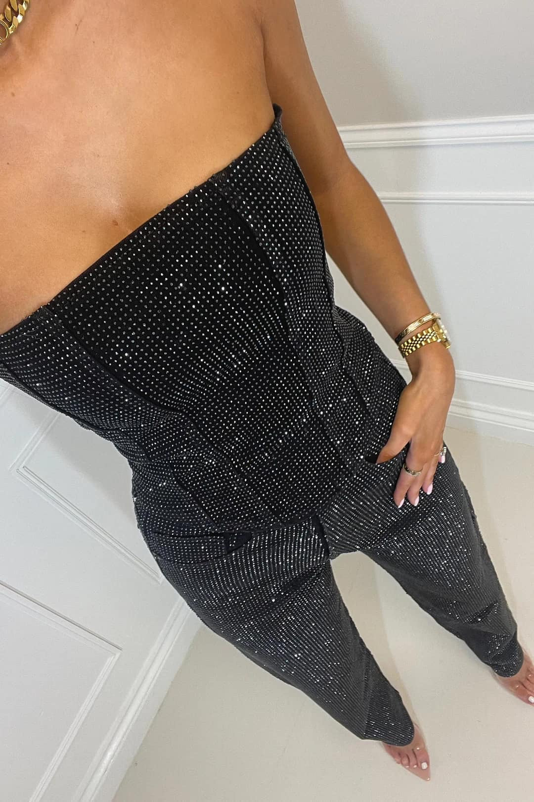 Jumpsuit Strapless Femme Élégant Paillettes | Chic et Glamour
