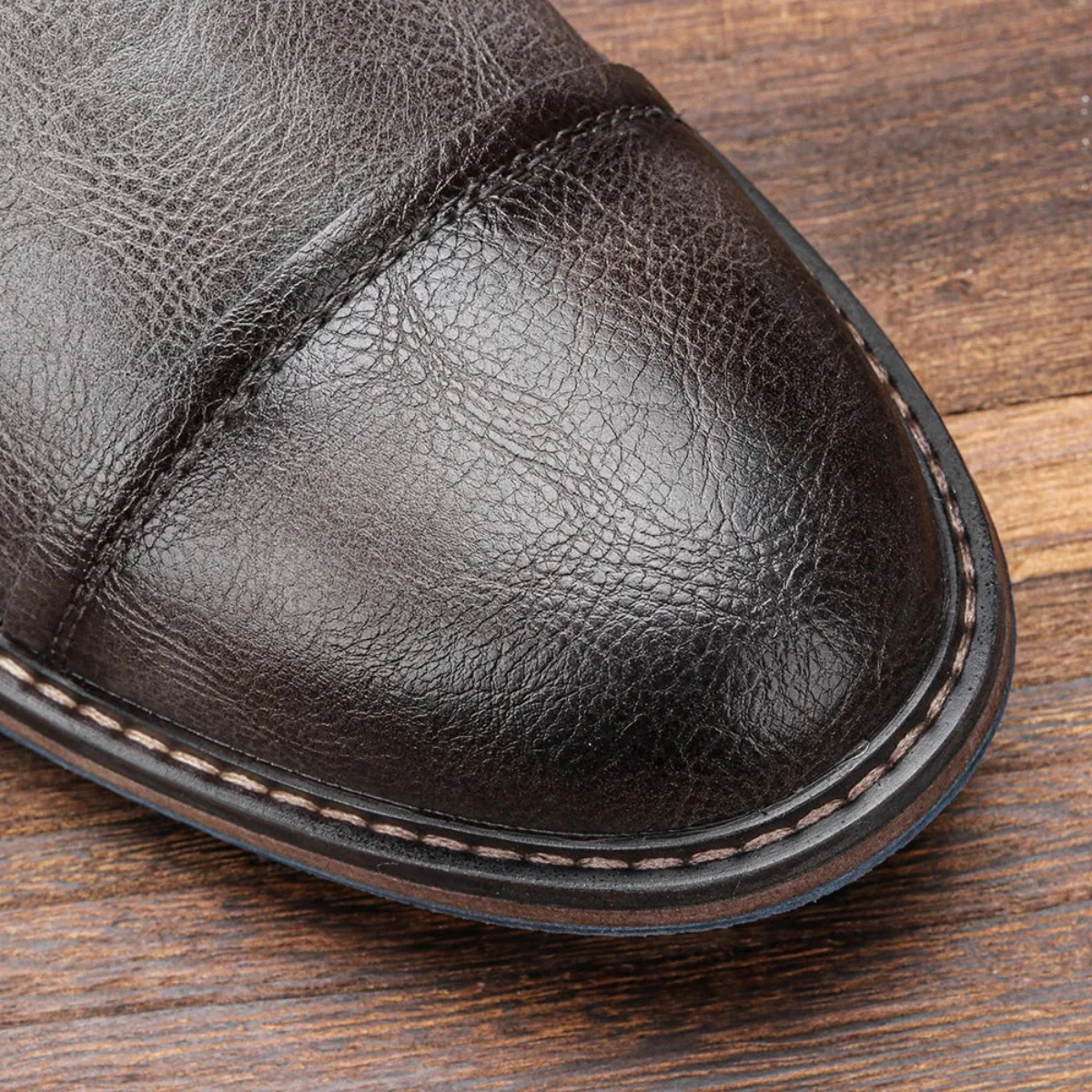 Manchester Bottines Homme en Cuir Synthétique Vintage, Semelle Antidérapante et Coutures Renforcées