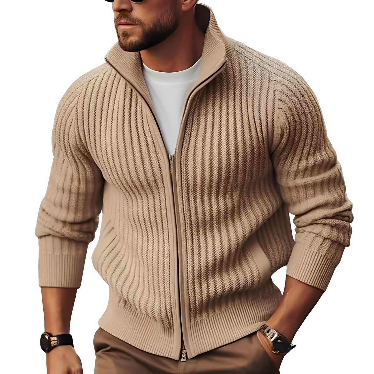 Pull zippé Homme à Maille Structurée | Style & Confort Urbain