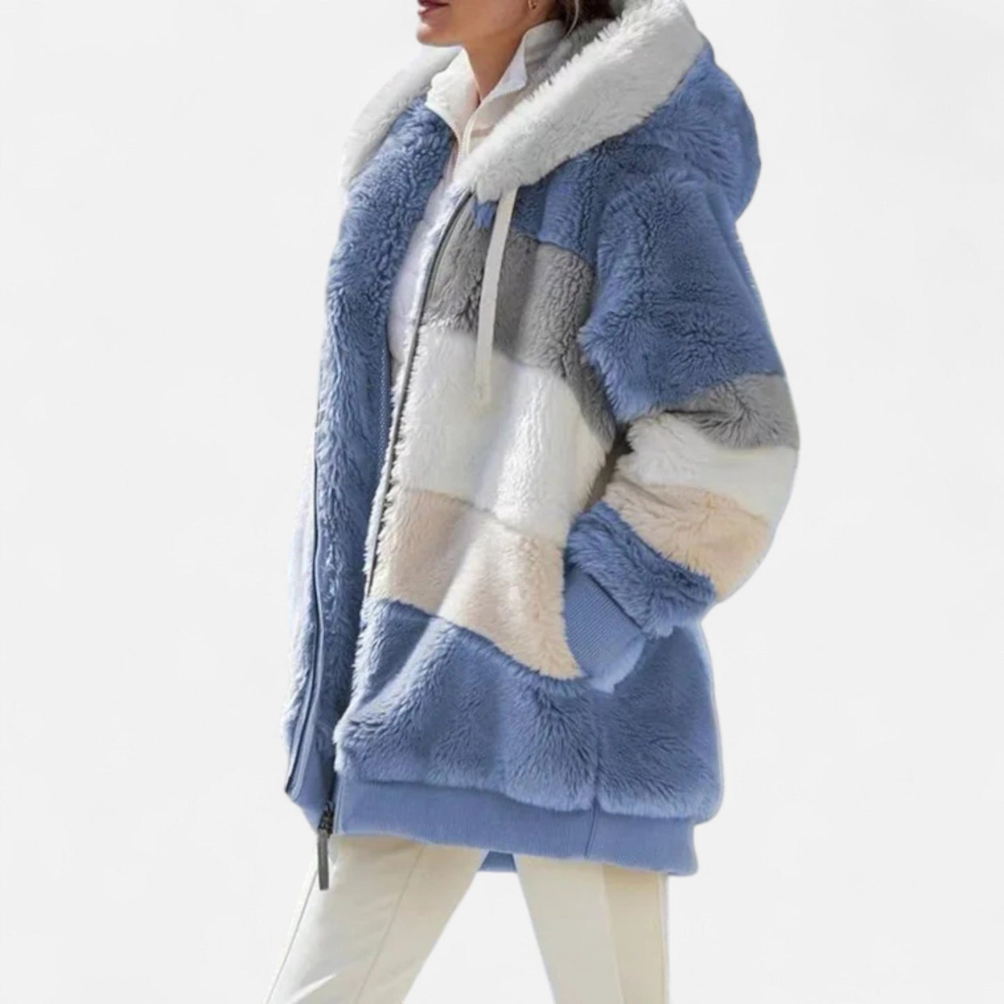 Maïwenn | Veste Femme Oversized à Capuche Rayée Automne Hiver