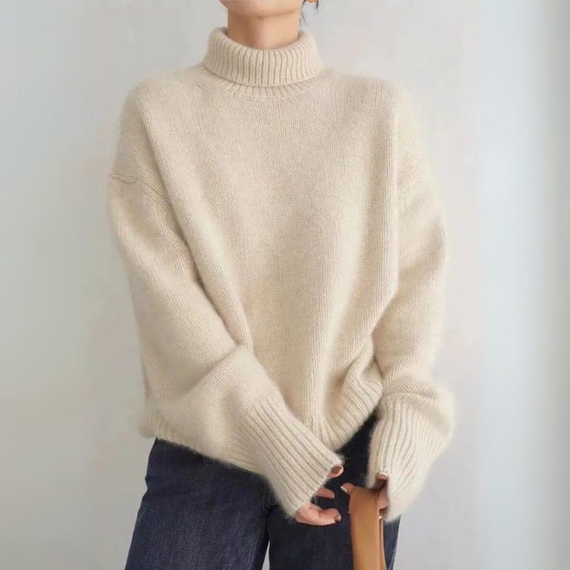 Beline | Pull Femme Oversize à Col Roulé, Tricot Classique Chaud et Confortable