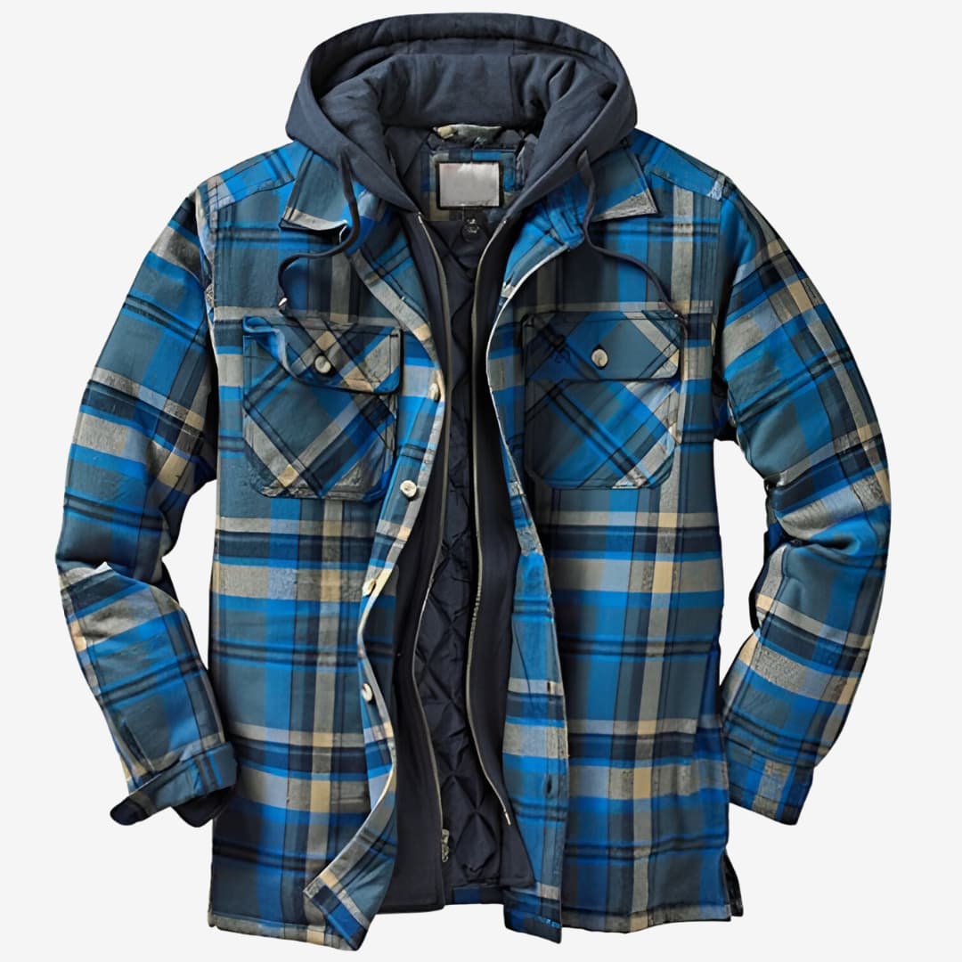 Veste Flanelle Homme avec Capuche et Doublure Polaire