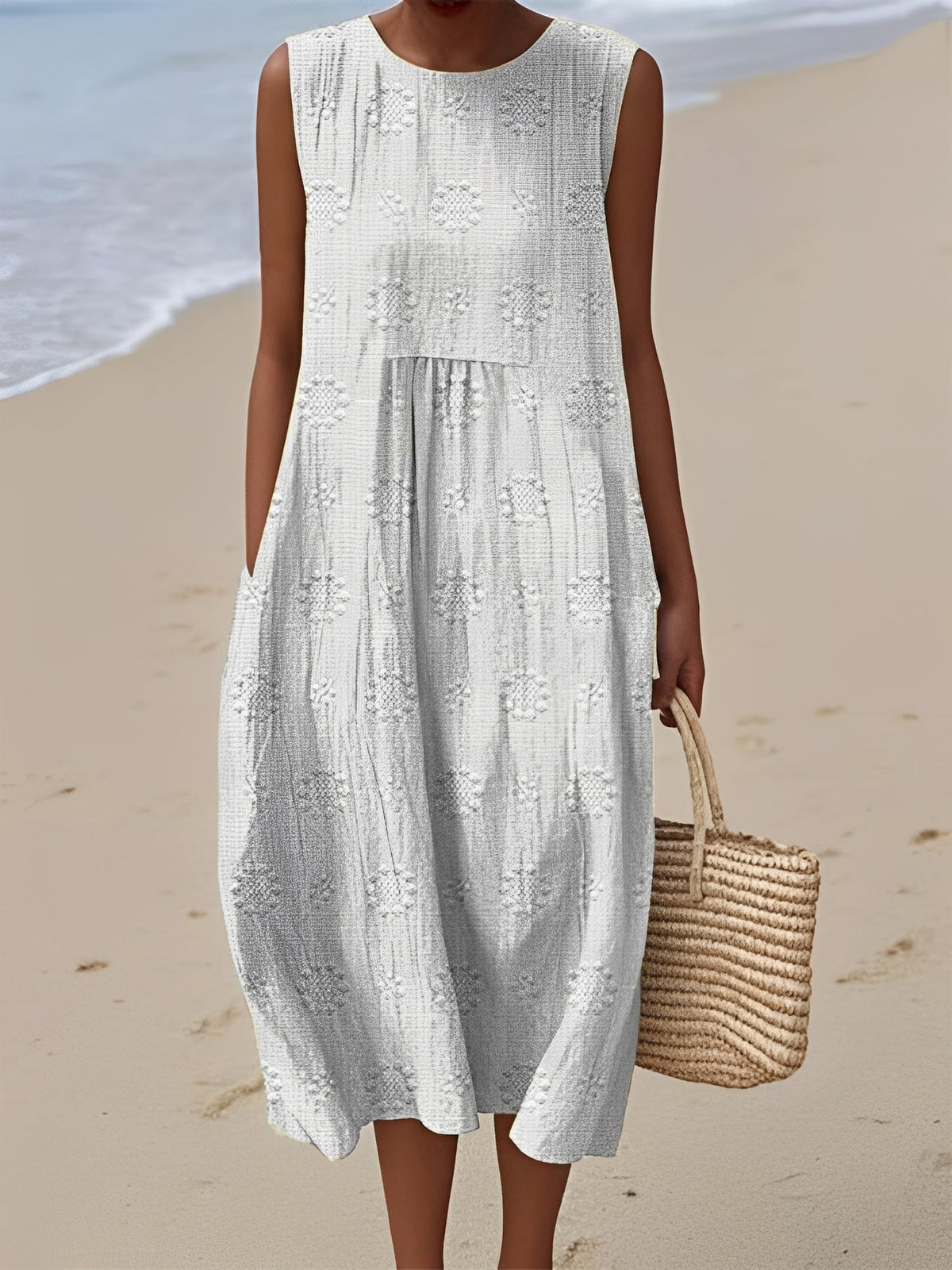 Robe Femme Sans Manches – Motif Moderne et Confort Léger