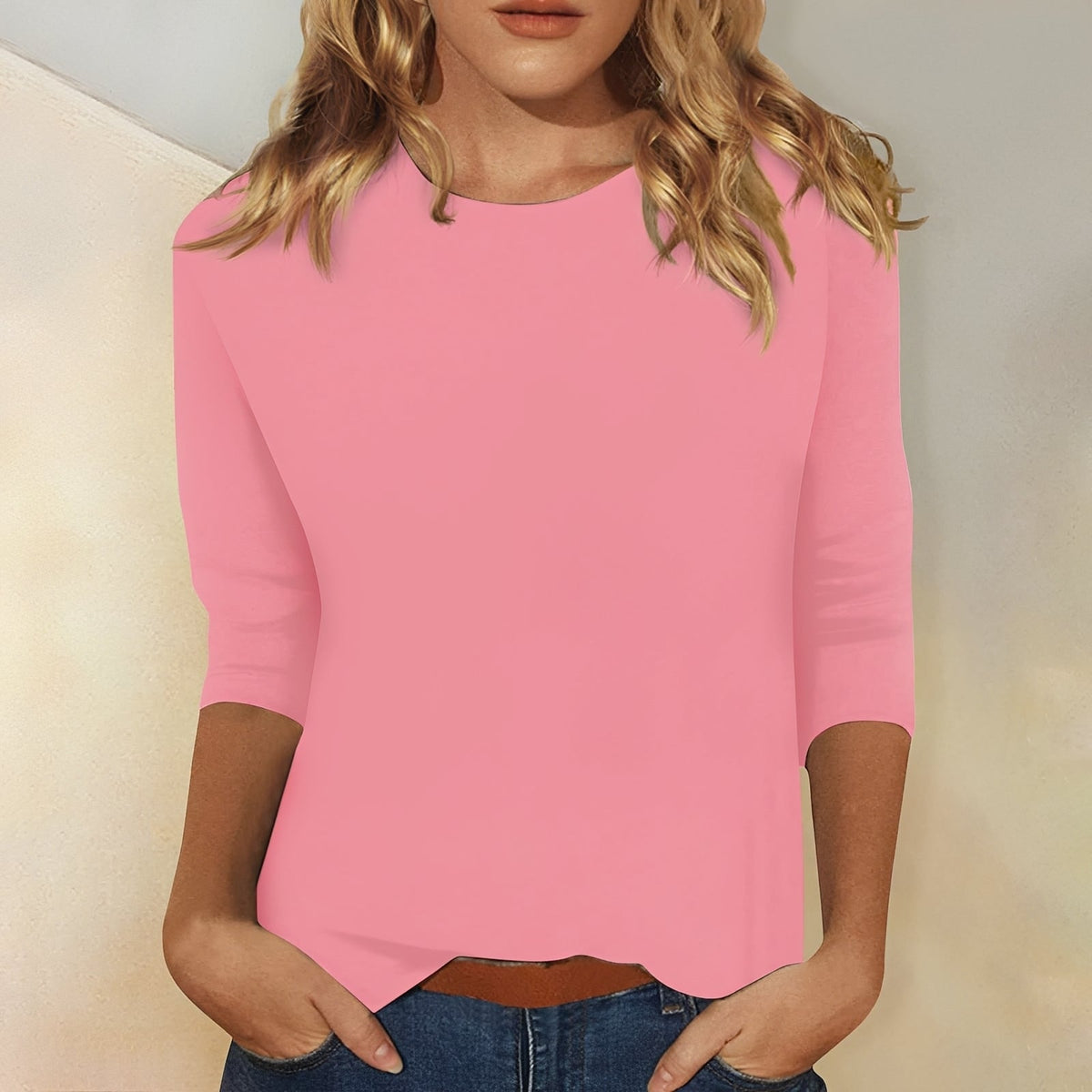 T-Shirt Femme Manches 3/4 – Style Décontracté et Confort Quotidien