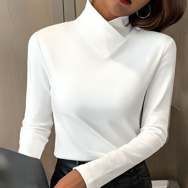 Haut Femme Manches Longues à Col Montant | Élégance Raffinée & Style Moderne