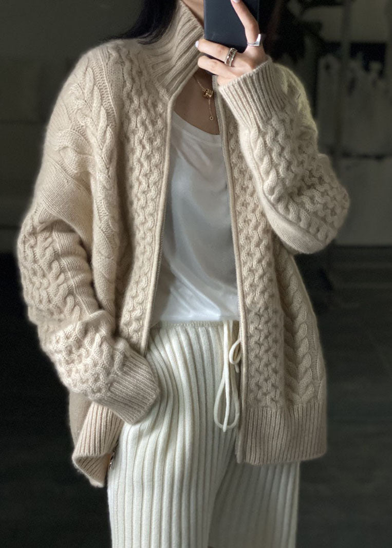 Cardigan Femme à Col Montant et Fermeture Éclair | Chaleur Moderne pour les Jours Froids