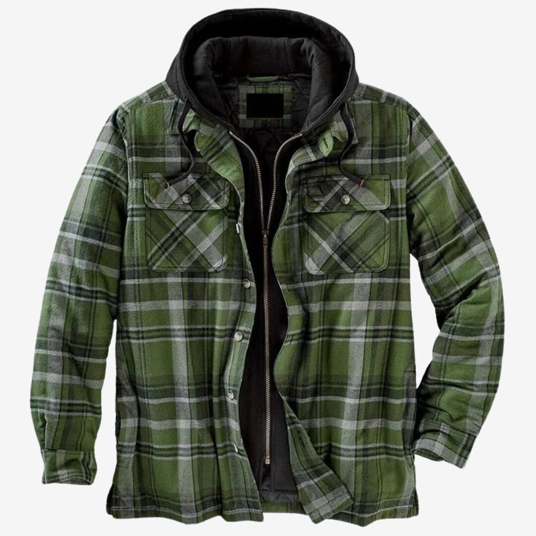 Veste Flanelle Homme avec Capuche et Doublure Polaire