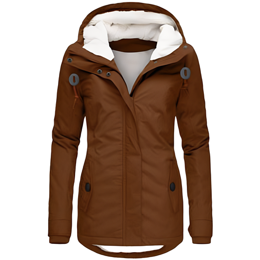 Veste en velours imperméable pour femme avec capuche – Élégante, Pratique & Confortable
