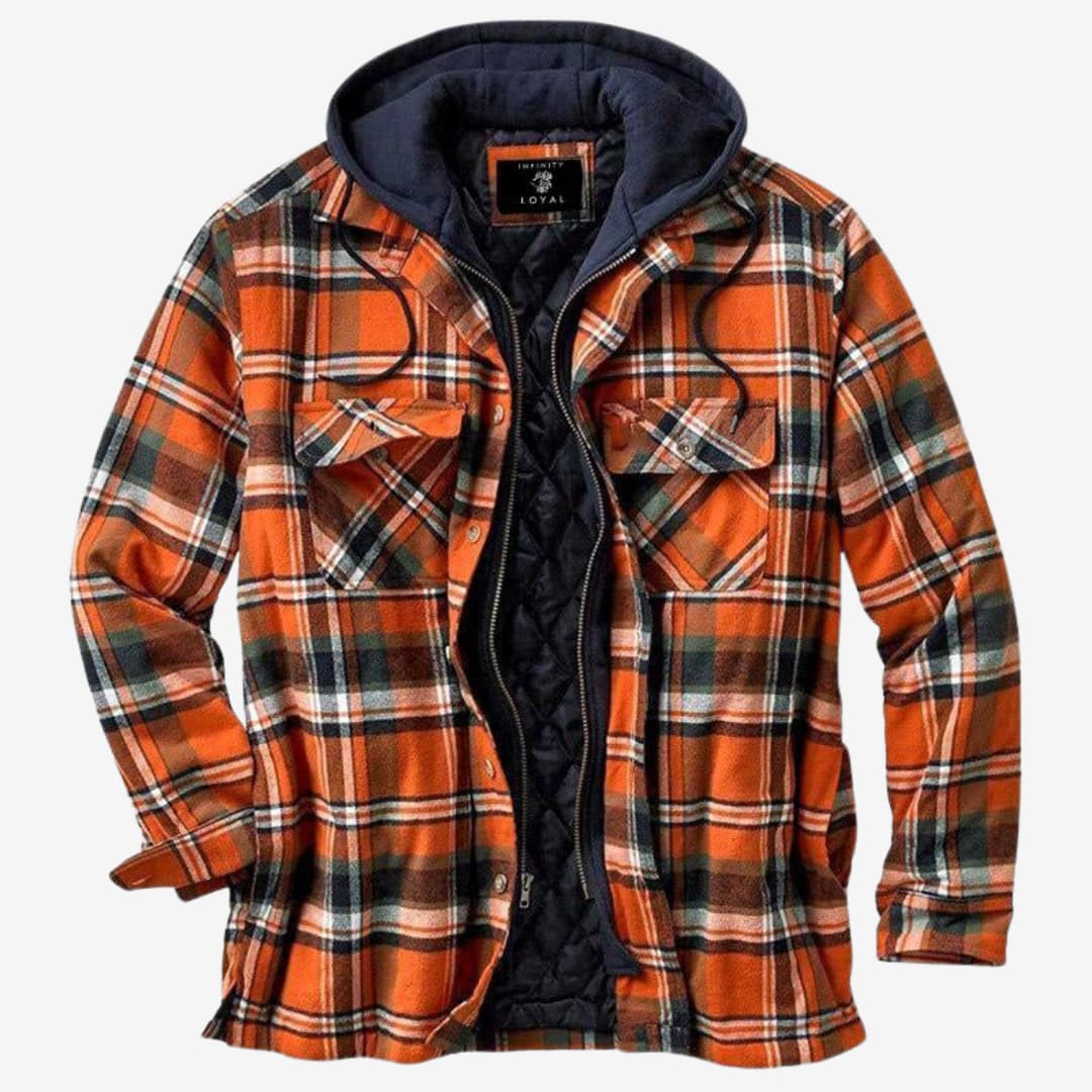 Veste Flanelle Homme avec Capuche et Doublure Polaire