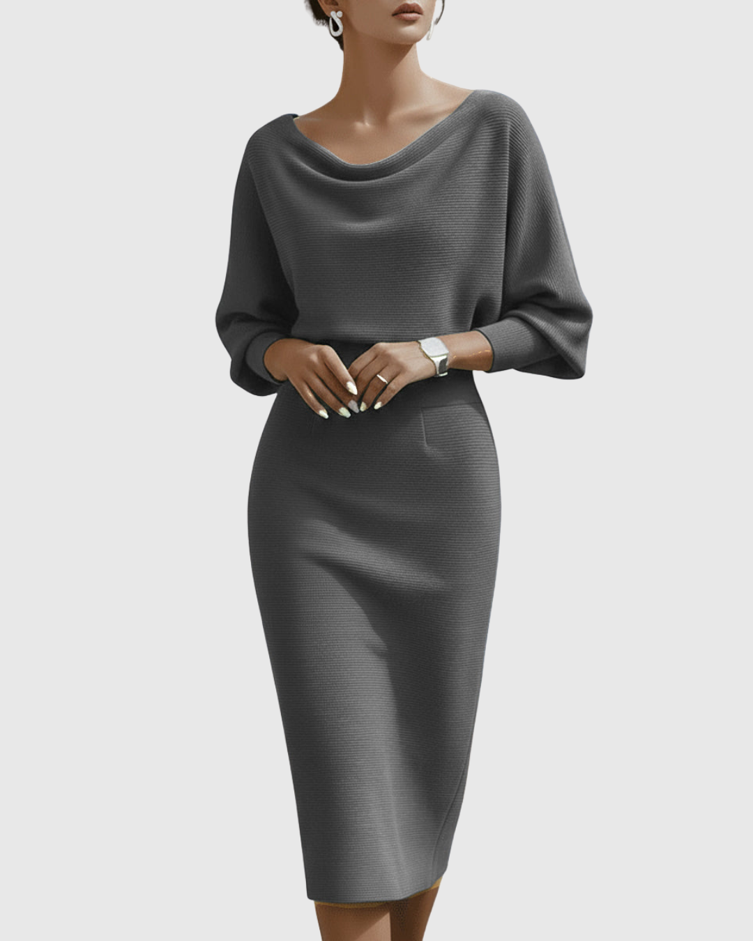 Robe Midi Drapée Femme Élégante – Silhouette Fluide et Style Raffiné