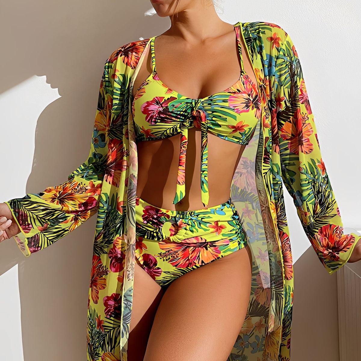 Ensemble Maillot de Bain Femme Élégant avec Paréo et Coupe Flatteuse