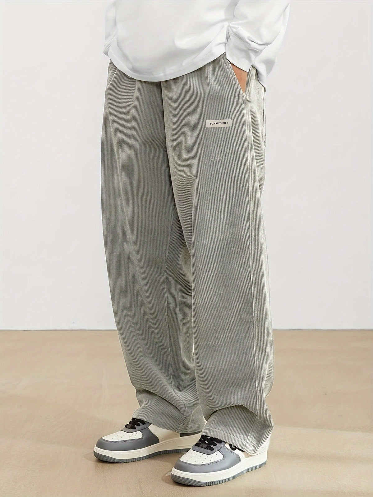 Pantalon Homme Côtelé à Coupe Large