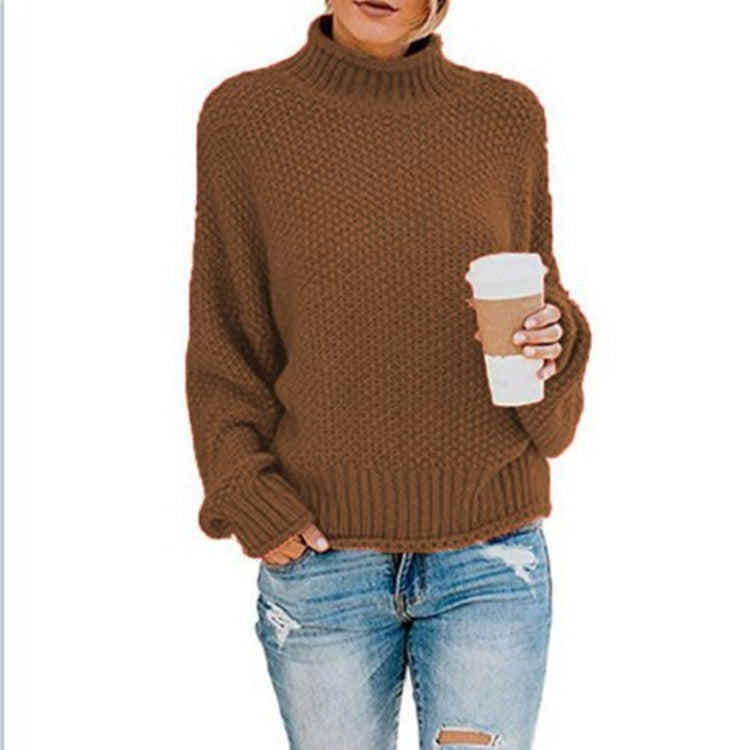 Pull Col Roulé Femme en Maille Épaisse pour Hiver