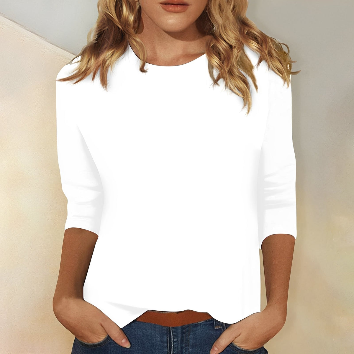 T-Shirt Femme Manches 3/4 – Style Décontracté et Confort Quotidien