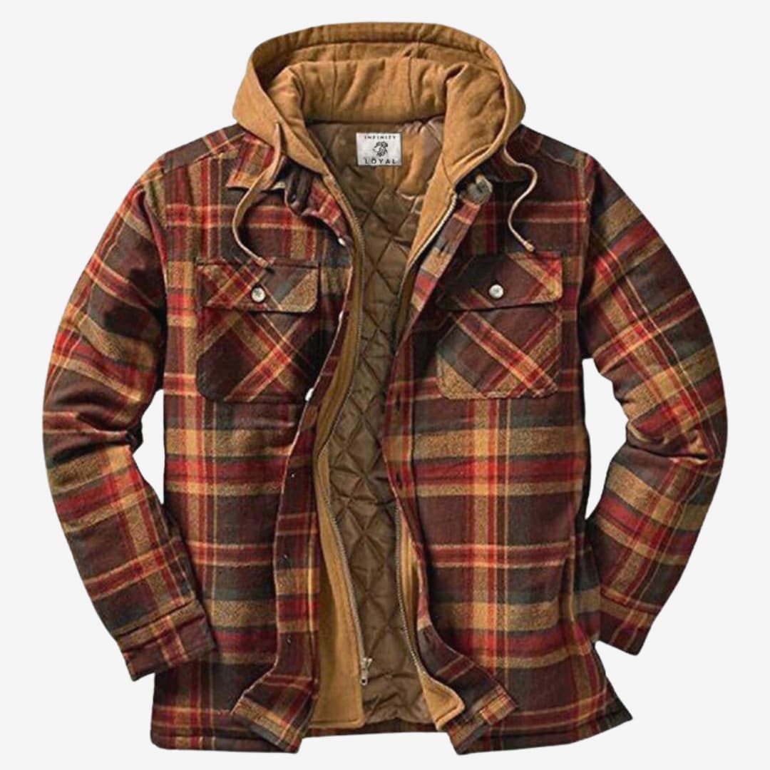 Veste Flanelle Homme avec Capuche et Doublure Polaire