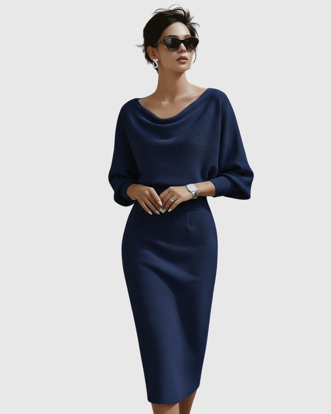 Robe Midi Drapée Femme Élégante – Silhouette Fluide et Style Raffiné