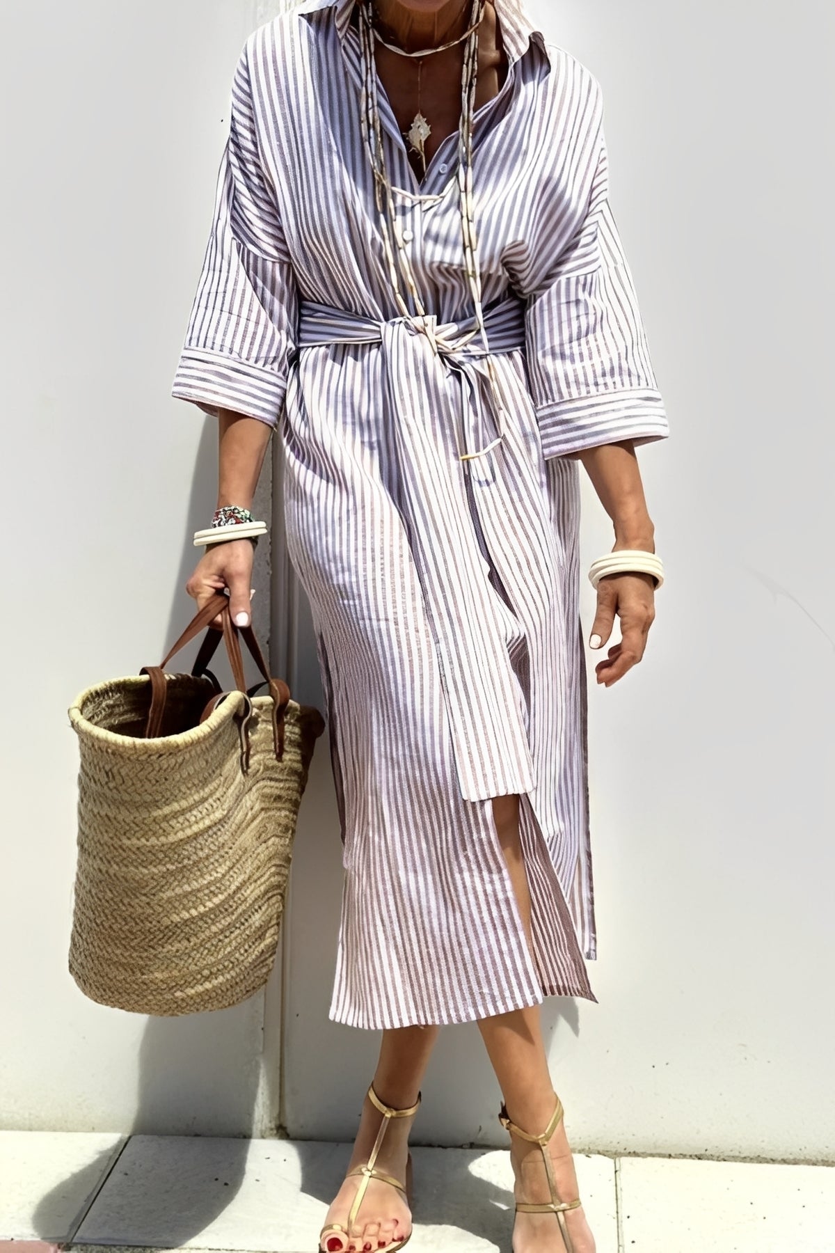 Robe Chemise Femme Rayée – Style Décontracté et Élégant pour le Quotidien