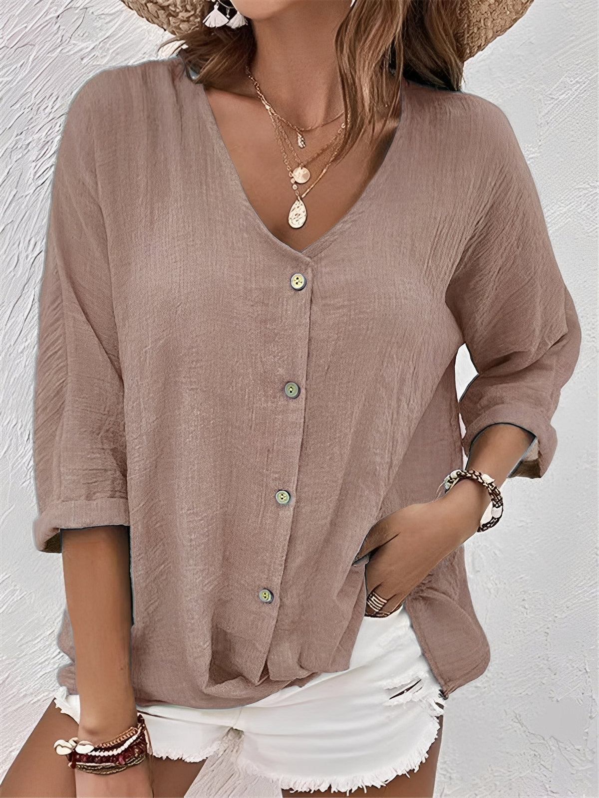 T-Shirt Femme à Col V – Style Classique et Confort Quotidien