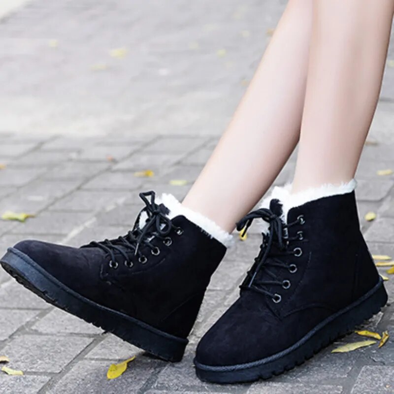 Naïs | Bottines Femme à Lacets avec Doublure Chaude et Semelle Antidérapante