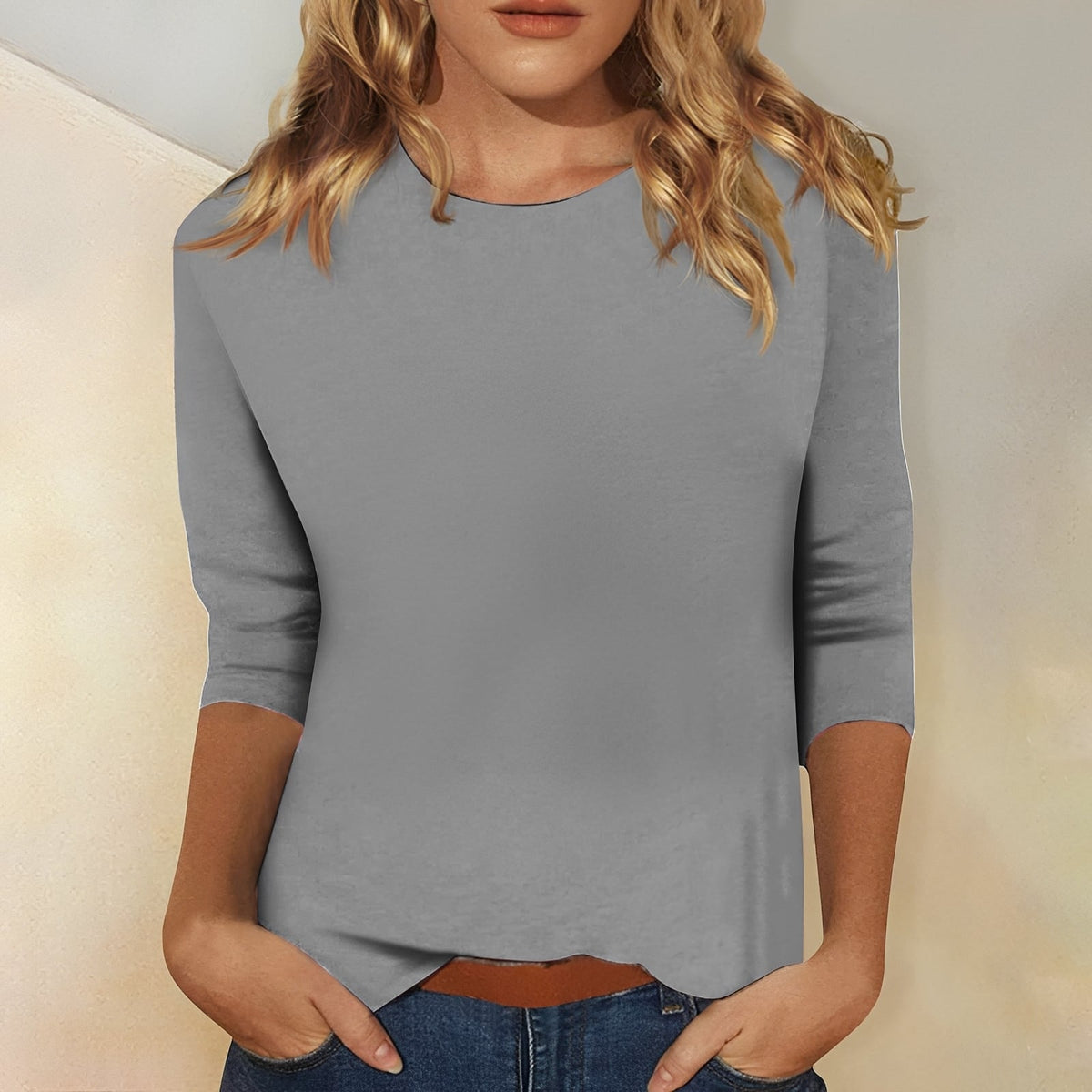 T-Shirt Femme Manches 3/4 – Style Décontracté et Confort Quotidien