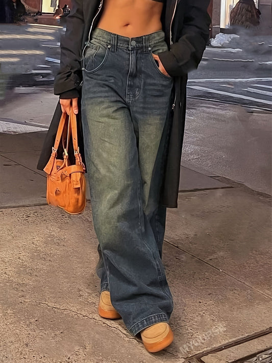 Dauphine | Jean Baggy Femme Large Fit | Coupe Ample à Jambes Larges, Bleu Délavé