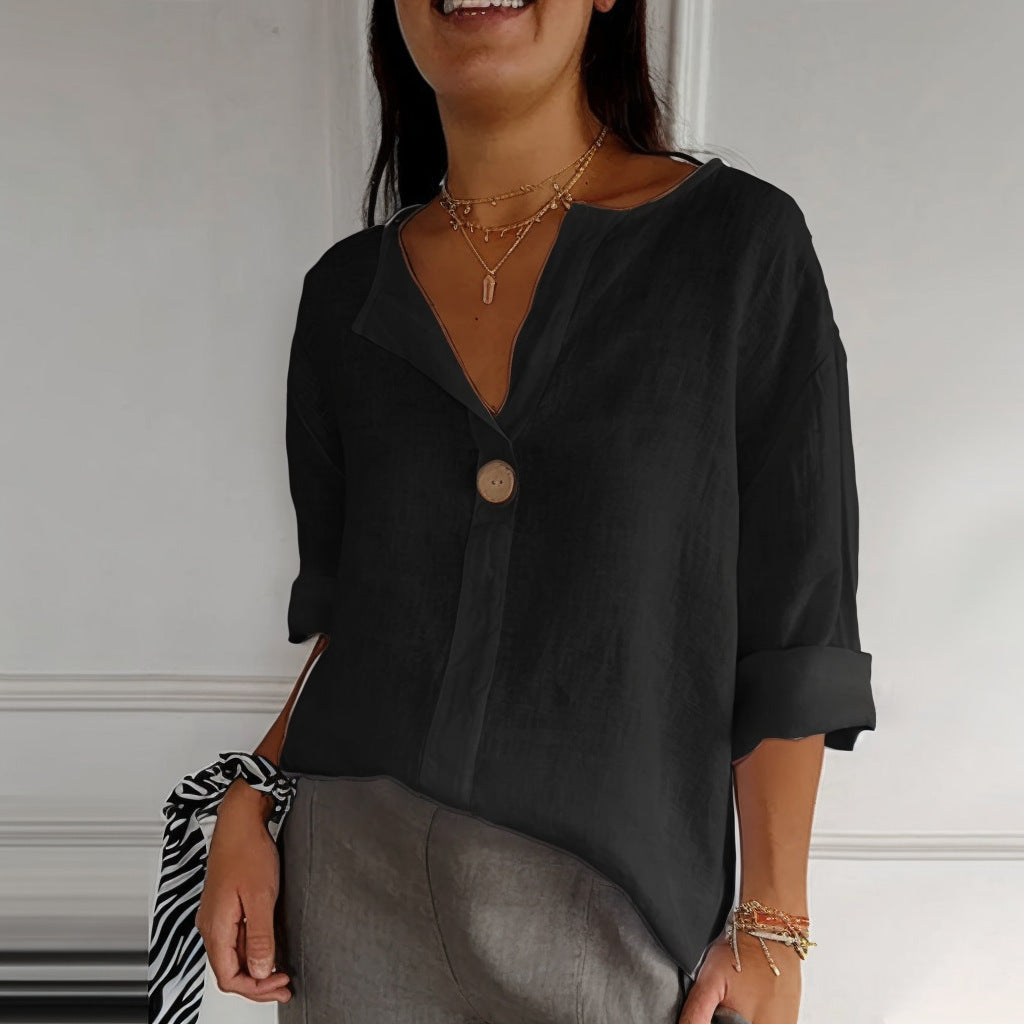 Blouse Élégante à Col V pour Femme – Confort Léger et Style Intemporel