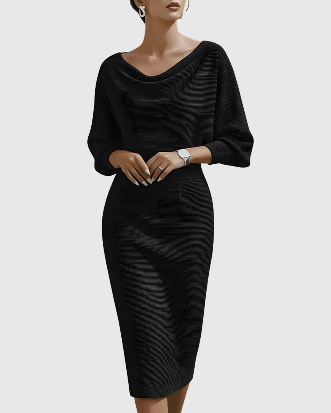 Robe Midi Drapée Femme Élégante – Silhouette Fluide et Style Raffiné