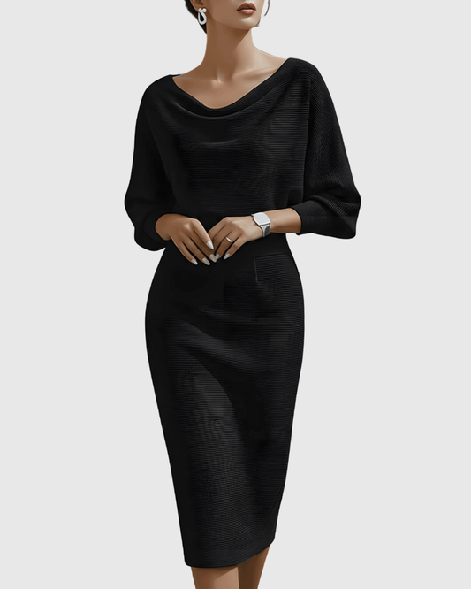 Robe Midi Drapée Femme Élégante – Silhouette Fluide et Style Raffiné