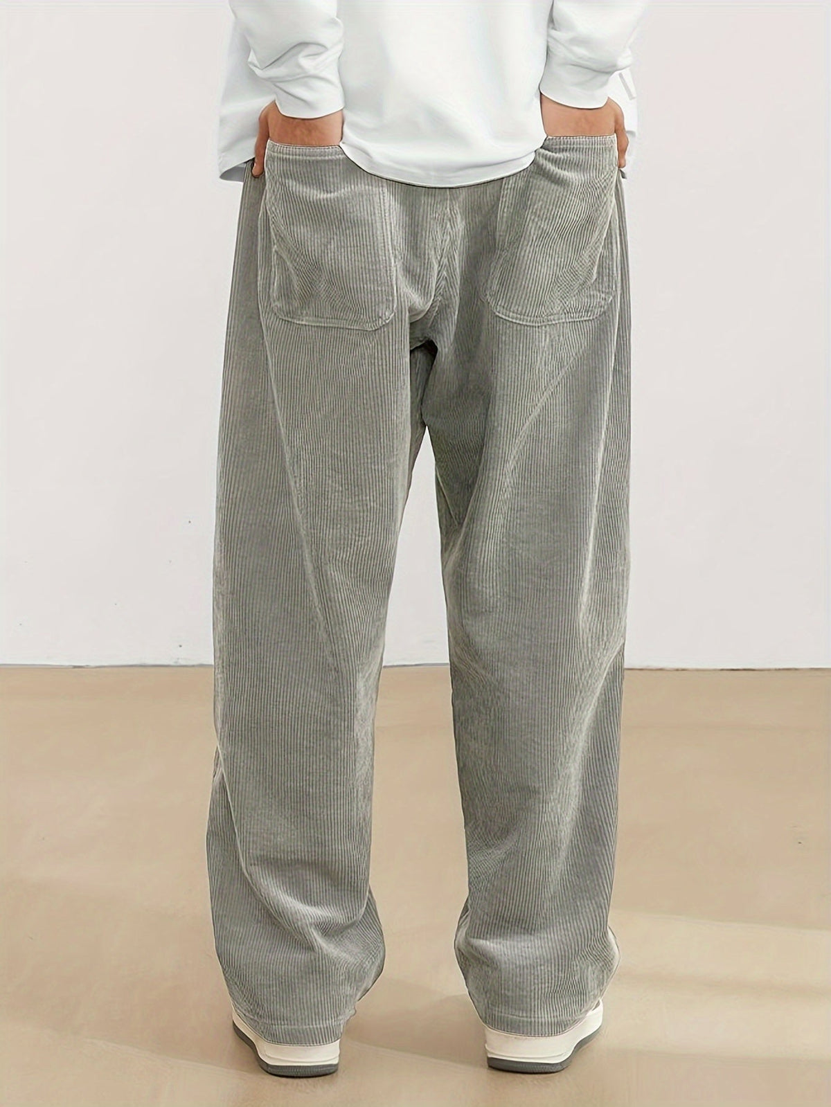 Pantalon Homme Côtelé à Coupe Large