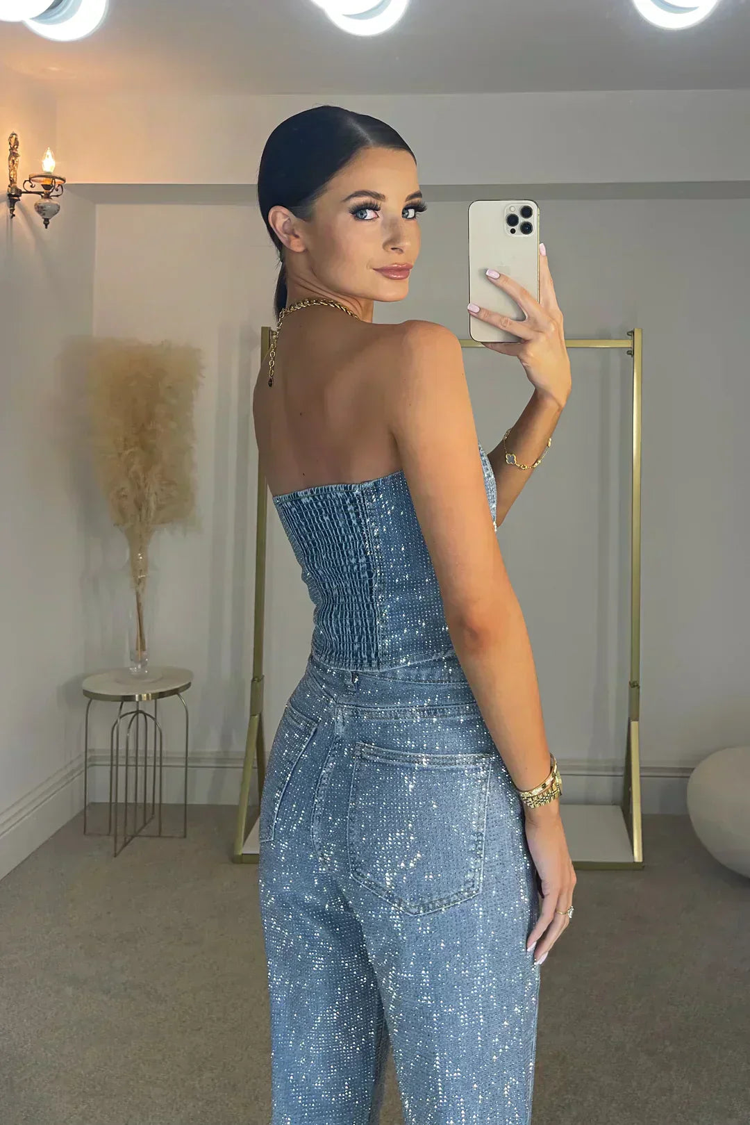 Jumpsuit Strapless Femme Élégant Paillettes | Chic et Glamour