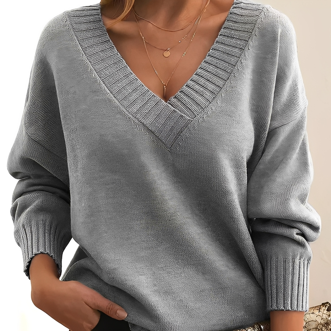 Pull à col en V confortable et chaud pour femme – Doux, Élégant & Polyvalent