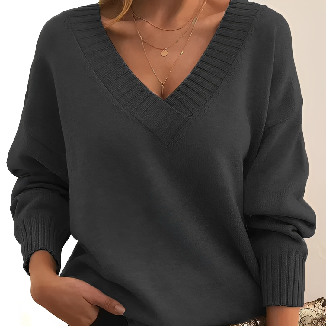 Pull à col en V confortable et chaud pour femme – Doux, Élégant & Polyvalent