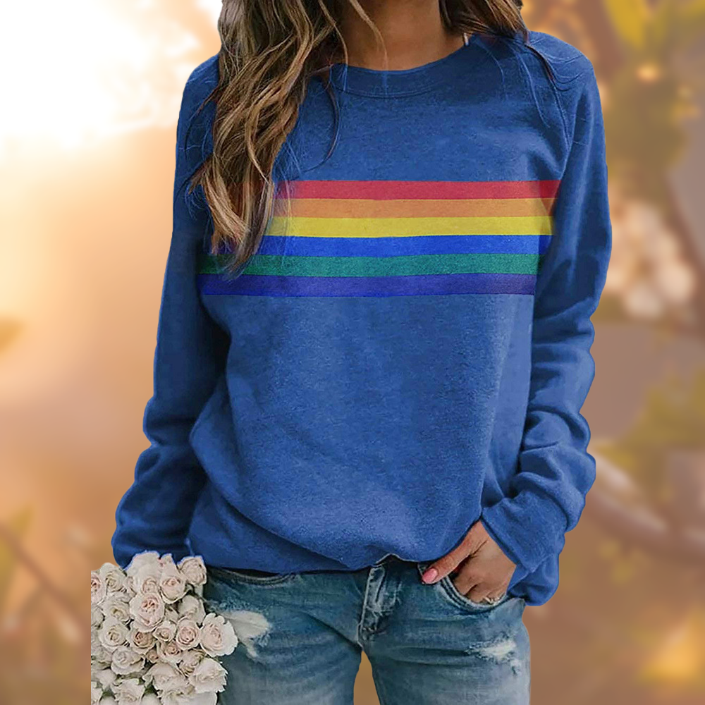 Caroline | Sweatshirt Femme Col Rond avec Imprimé Arc-en-Ciel