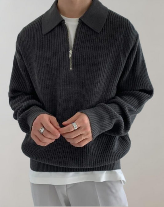 Pull Tricot Homme à Demi-Zip | Style Moderne & Confort Quotidien