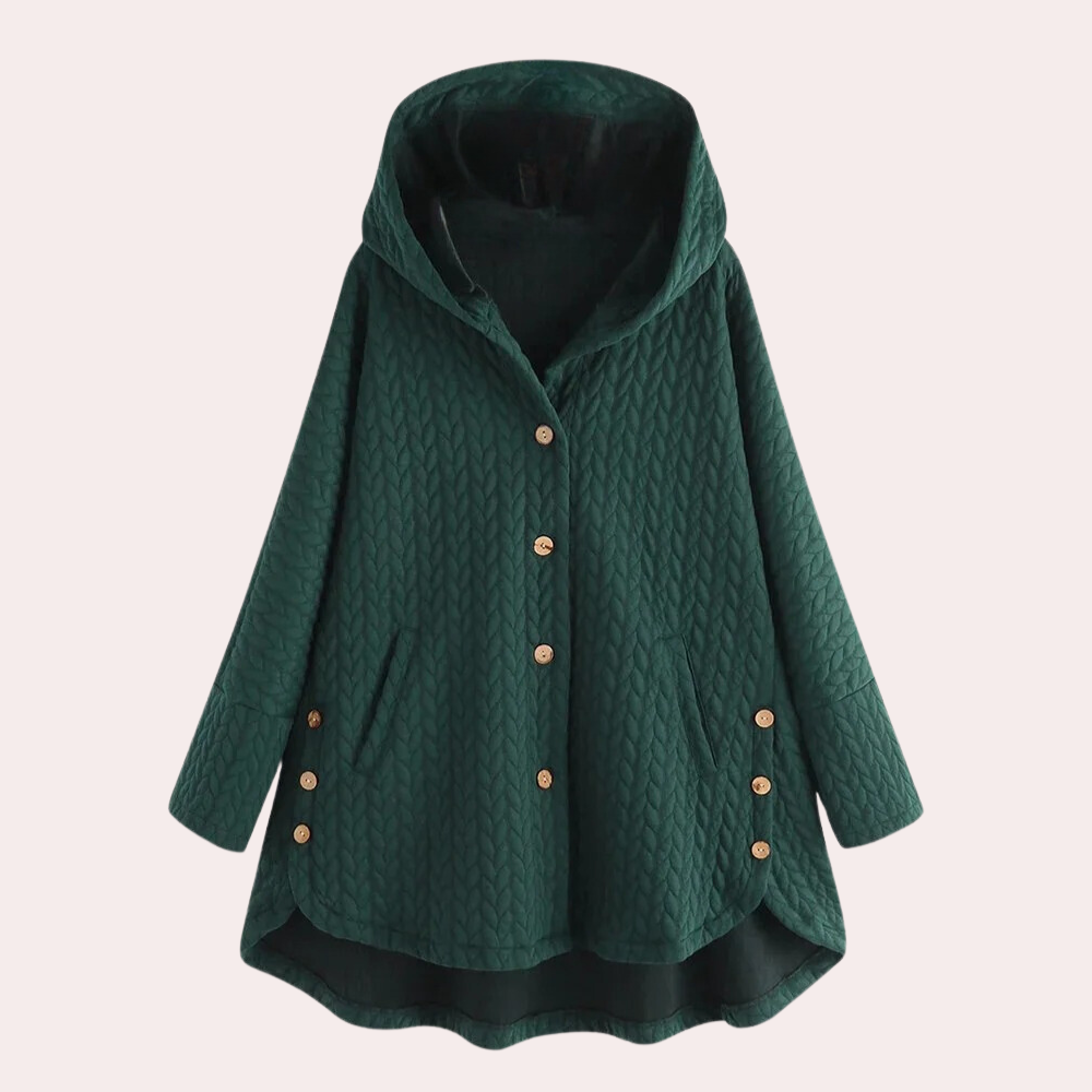 Armel | Manteau Long Femme à Capuche avec Boutons, Style Décontracté