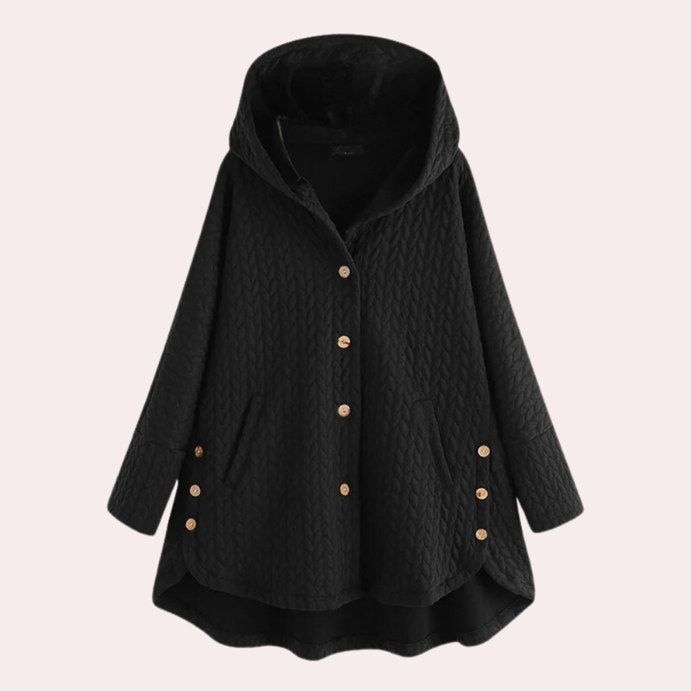 Armel | Manteau Long Femme à Capuche avec Boutons, Style Décontracté