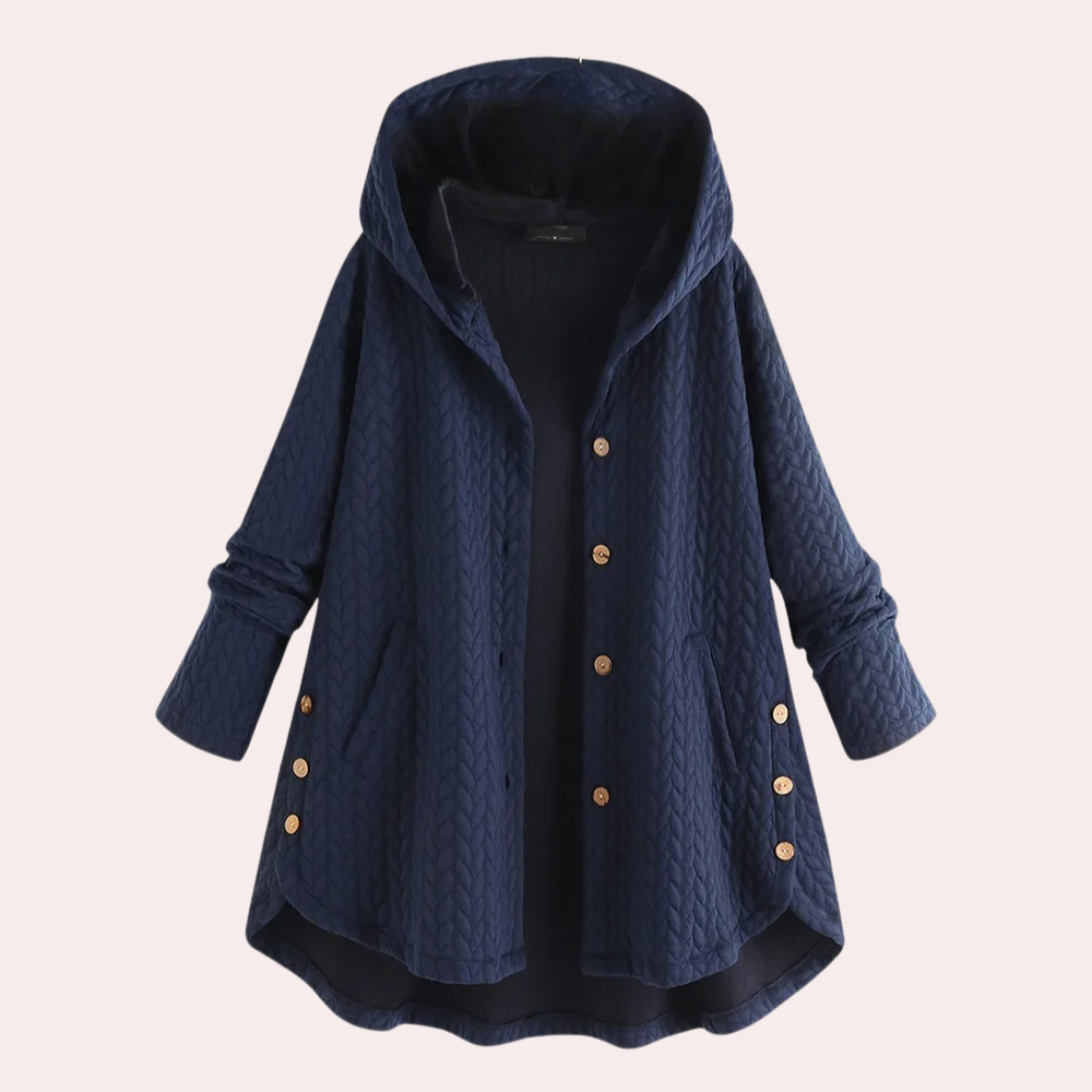 Armel | Manteau Long Femme à Capuche avec Boutons, Style Décontracté