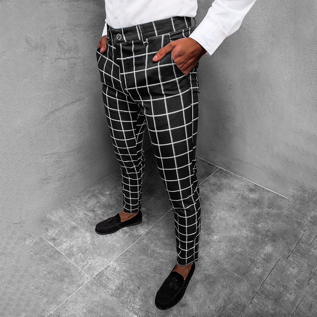 Cavendish | Pantalon Homme à Carreaux Slim Fit Style Droit Élégant